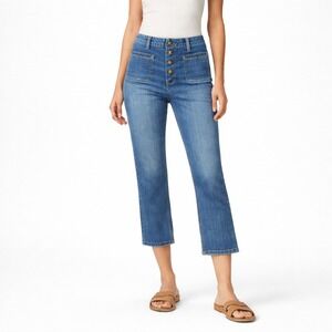 Pilcro High-Rise Slim Crop Jeans Womens 32 Blue Button Fly Anthropologie